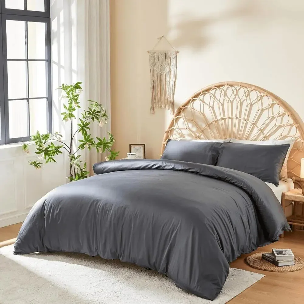 NWT DOZ 100% Cotton Duvet Cover 3 PC Set Storm, Full/Queen
